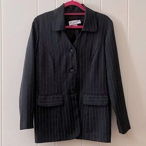 💫 Vintage Lew Magram Collection Pinstripe Black and White Blazer Size 6